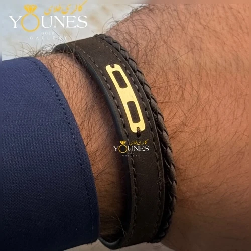 دستبند طلا چرم مردانه L152